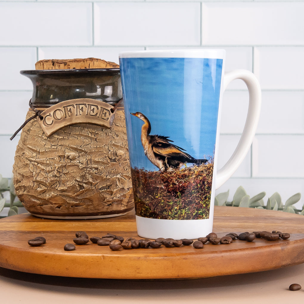 Water Scenes - Latte / Coffee Mugs - Beachscape, Australasian Darter