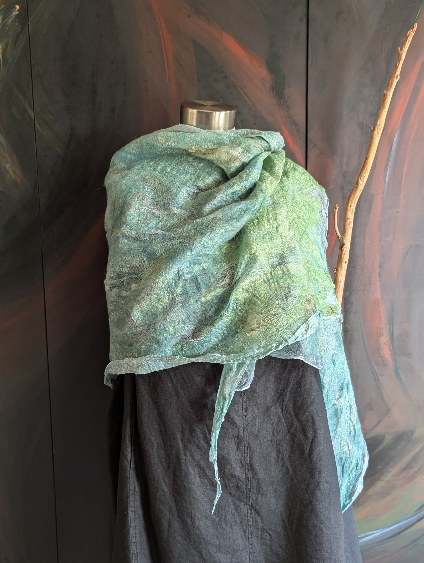 Nuno Felt Shawl- Seafoam