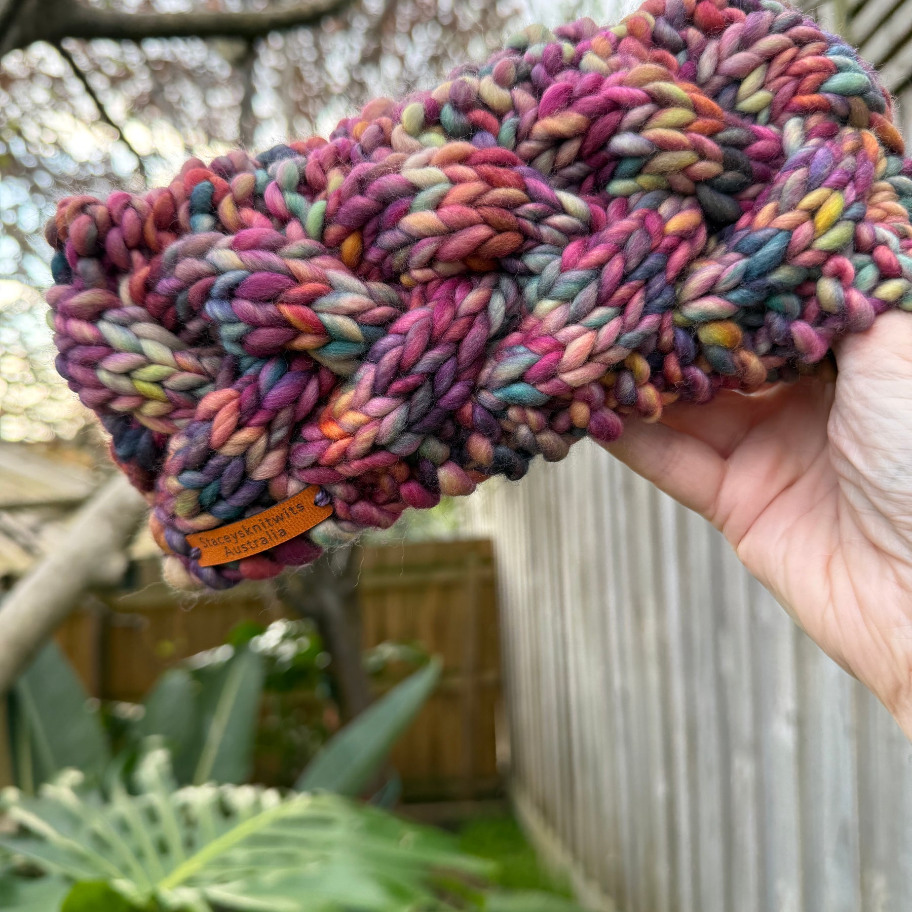 Hand Knitted Headband, Merino Soft Rainbow Headband