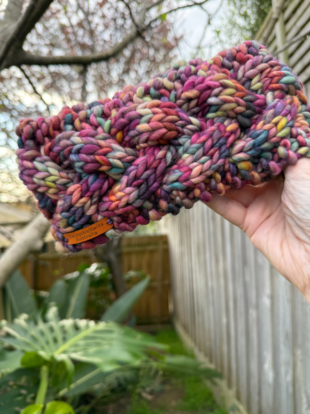 Hand Knitted Headband, Merino Soft Rainbow Headband