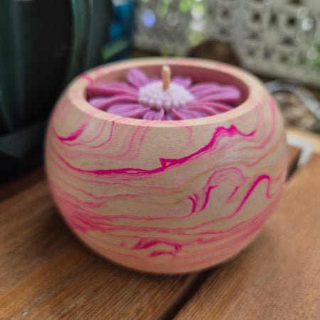 Concrete pot belly shaped bowl candle with sandalwood fragrance
