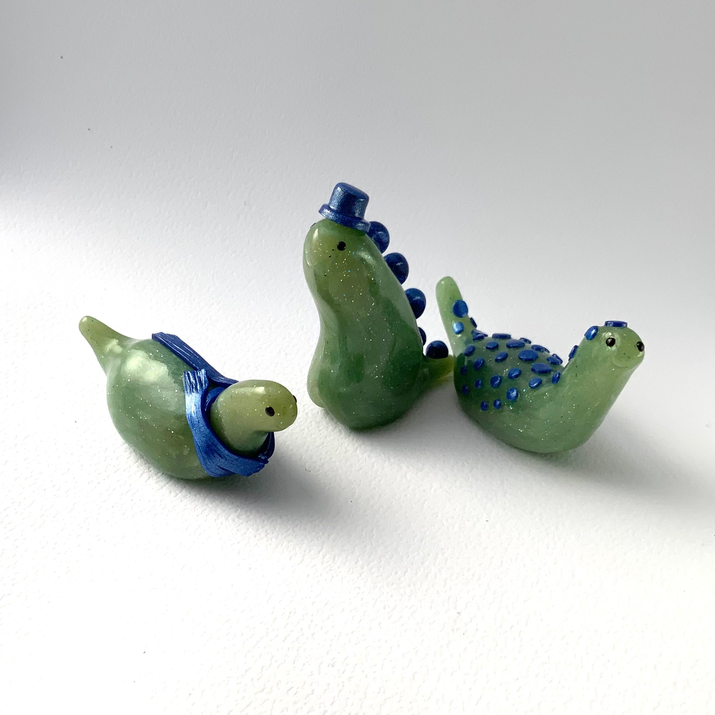 TINY TERRORS DINO TRIO – Handmade Polymer Clay Mini Dino Figurines – Cute Desk Decor - Choose Your Favourite Set