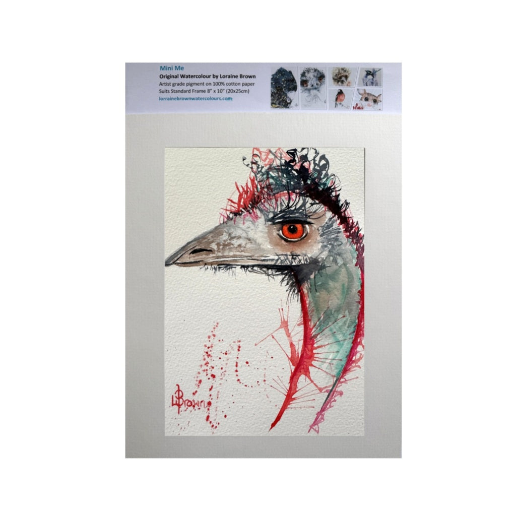 Mini Me #197 Emu Original Watercolour Painting