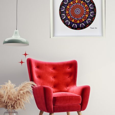 Sunset Amethyst Acrylic Hand-dotted Mandala