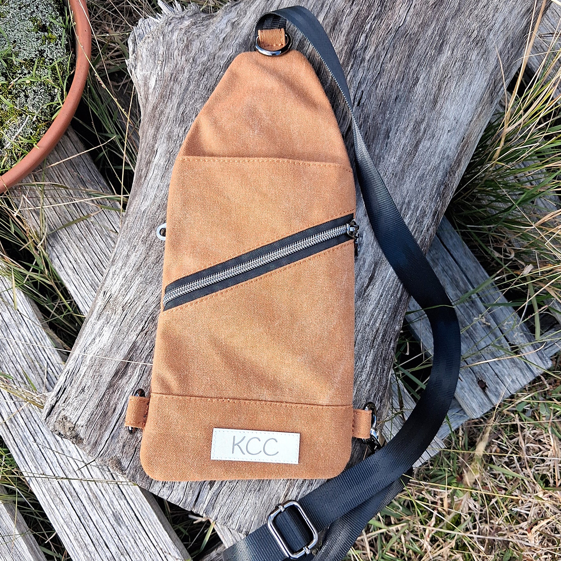 Crossbody Sling – Mini Traveller - Tan Stonewashed Canvas