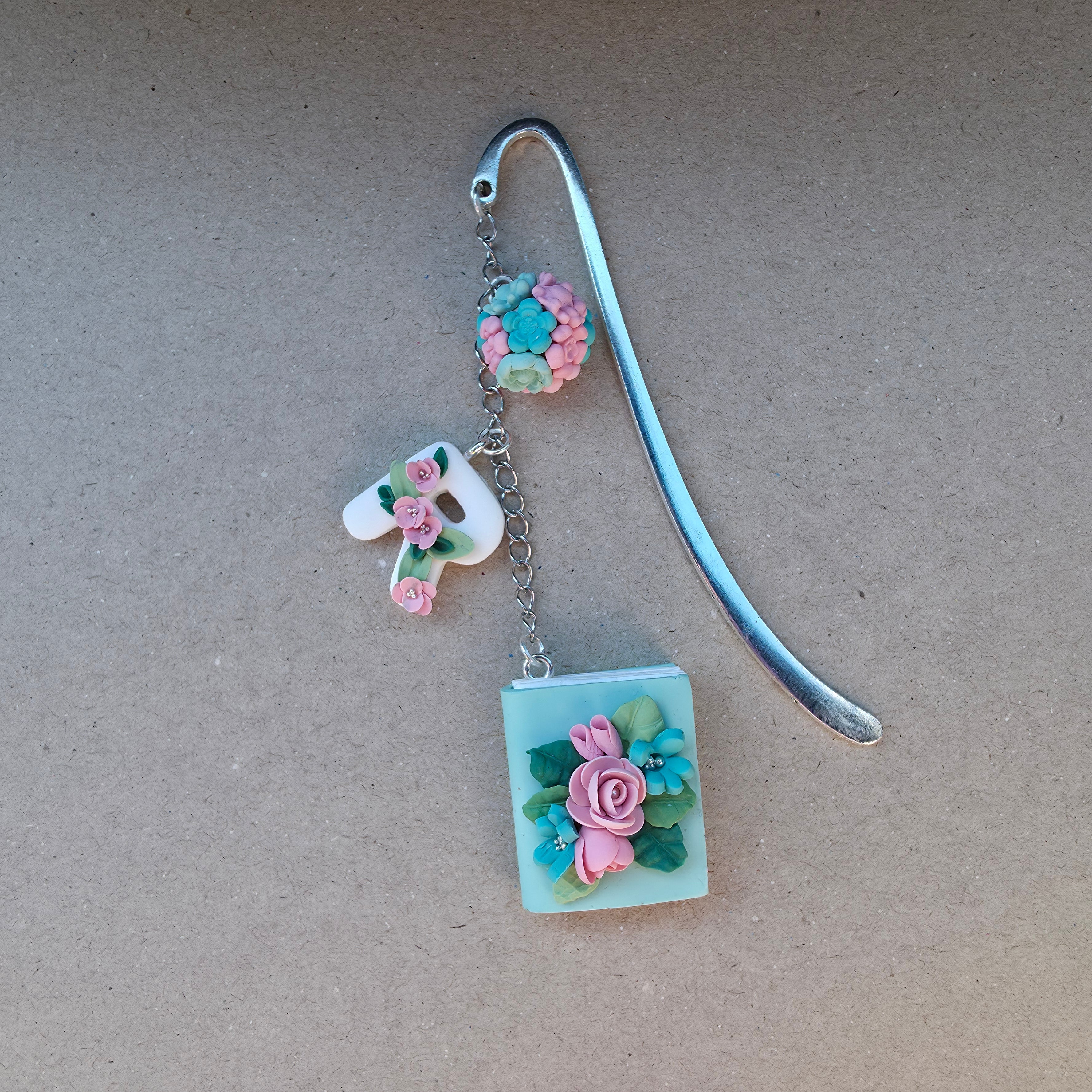 Personalised Floral Bookmark | Initial Book Bookmark | Handmade Polymer Clay Book Lover Gift