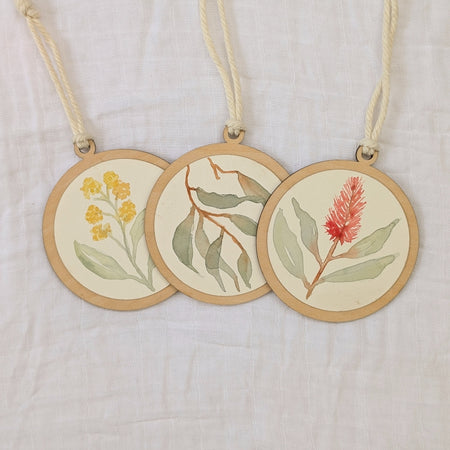 Australian Native Watercolour Christmas Decoration | Handmade Wooden Ornament