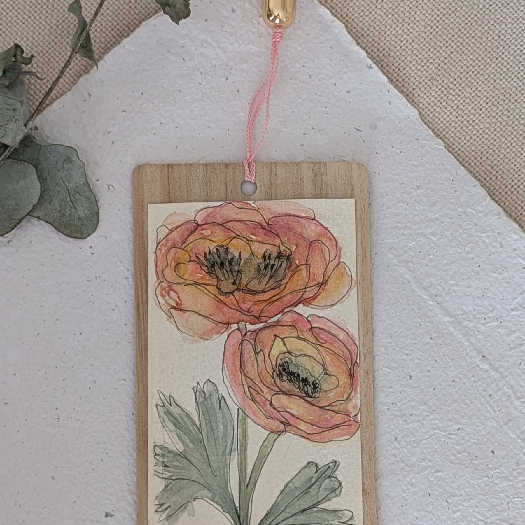 Handmade Botanical Watercolour Bookmark – Gift for Readers