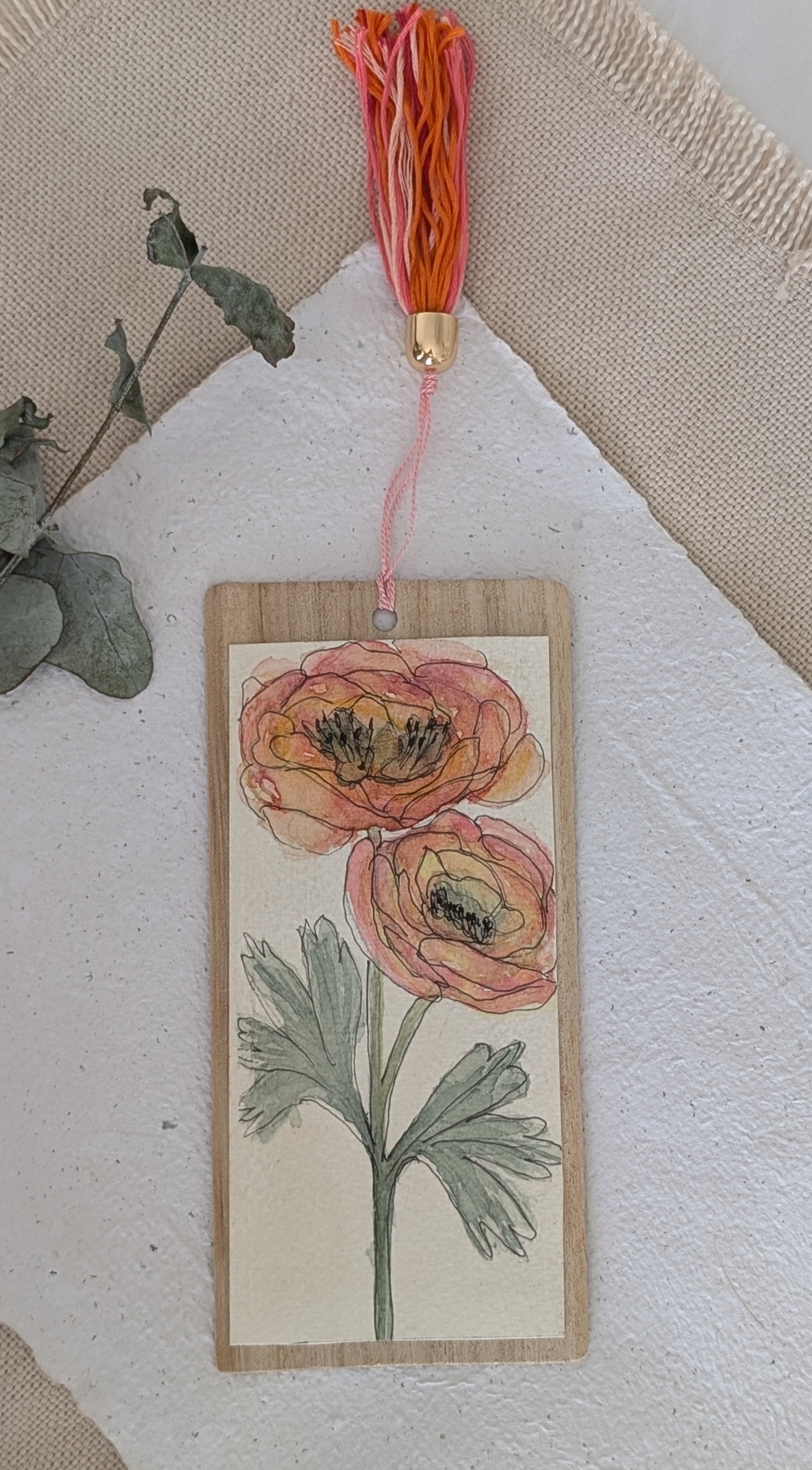 Handmade Botanical Watercolour Bookmark – Gift for Readers
