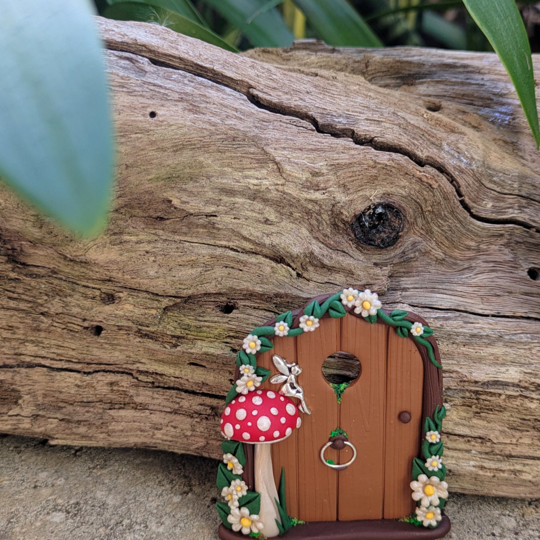 Mini Woodland Fairy Door with Red Mushroom