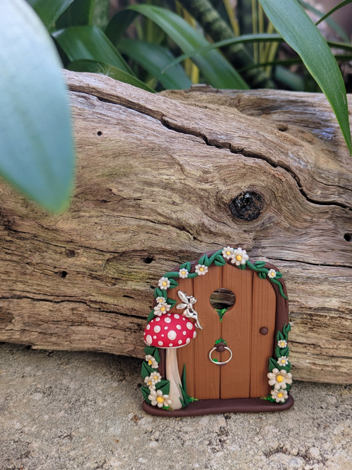 Mini Woodland Fairy Door with Red Mushroom