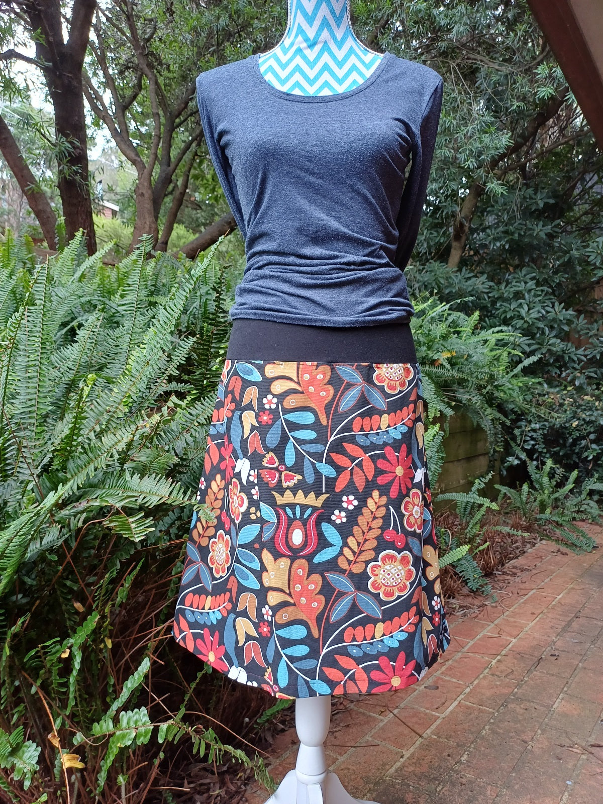 Autumn Skirt in Blues and Browns
