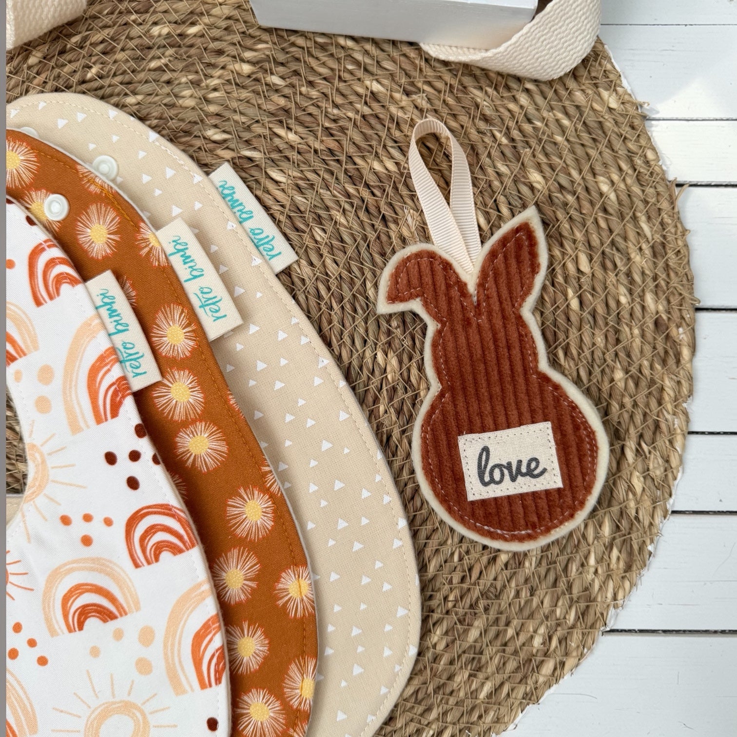 3 Baby Bibs - Sunshine & Rainbows - Neutral