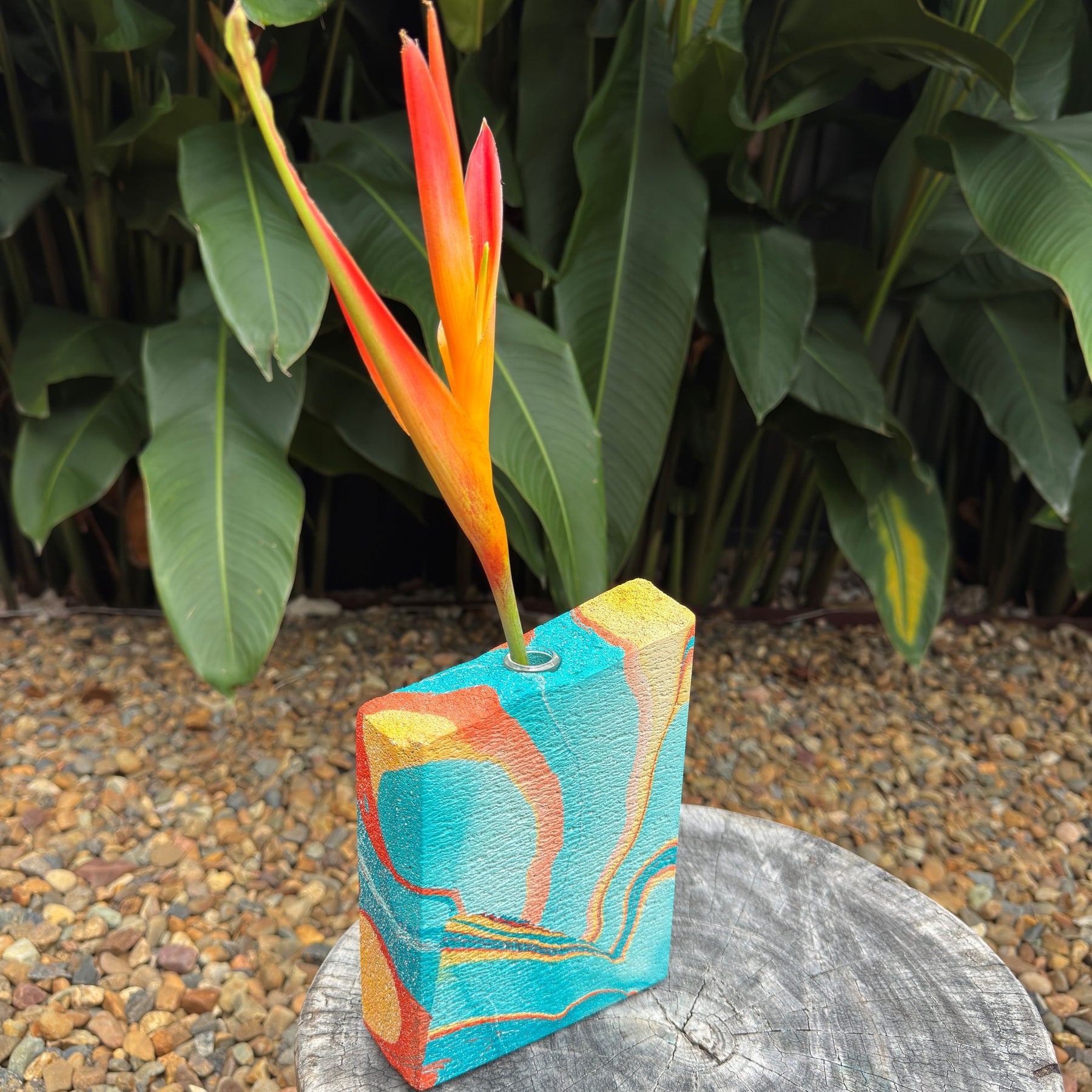 Lava Ponds hand sculpted concrete test tube vase