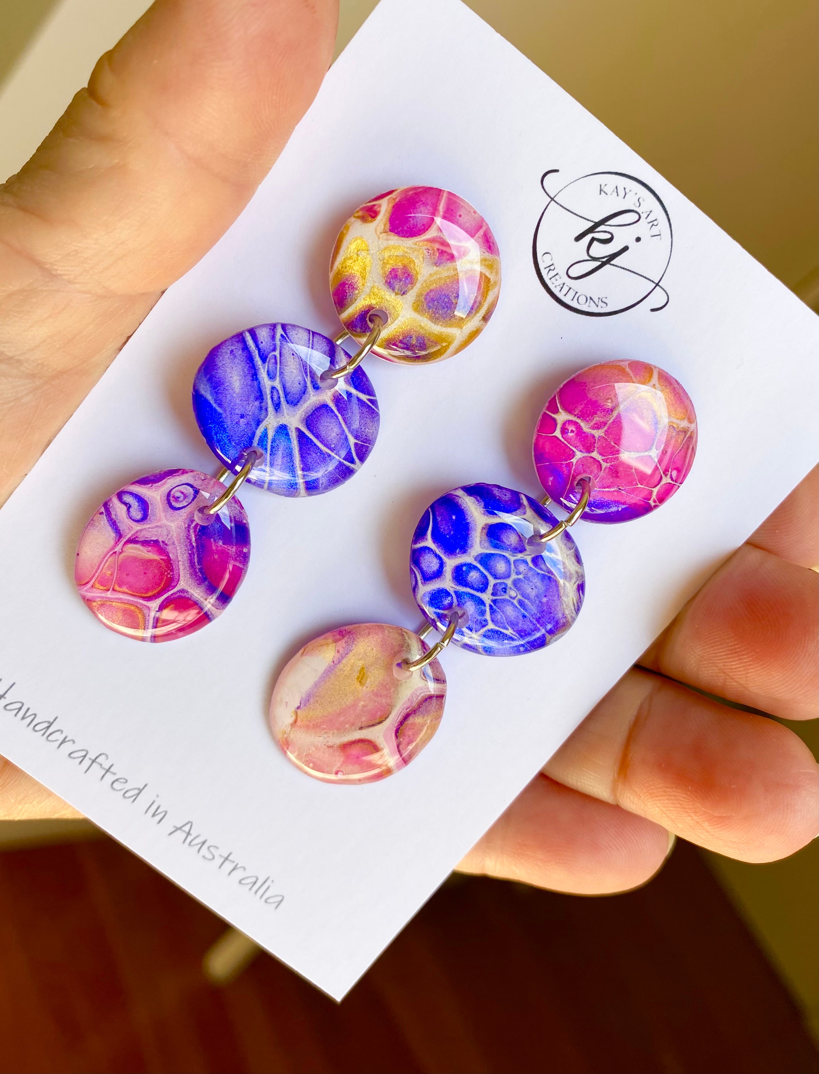 Artisan Hand Painted Stud Dangle Earrings