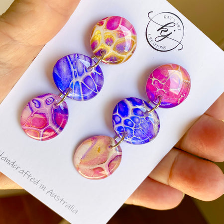 Artisan Hand Painted Stud Dangle Earrings