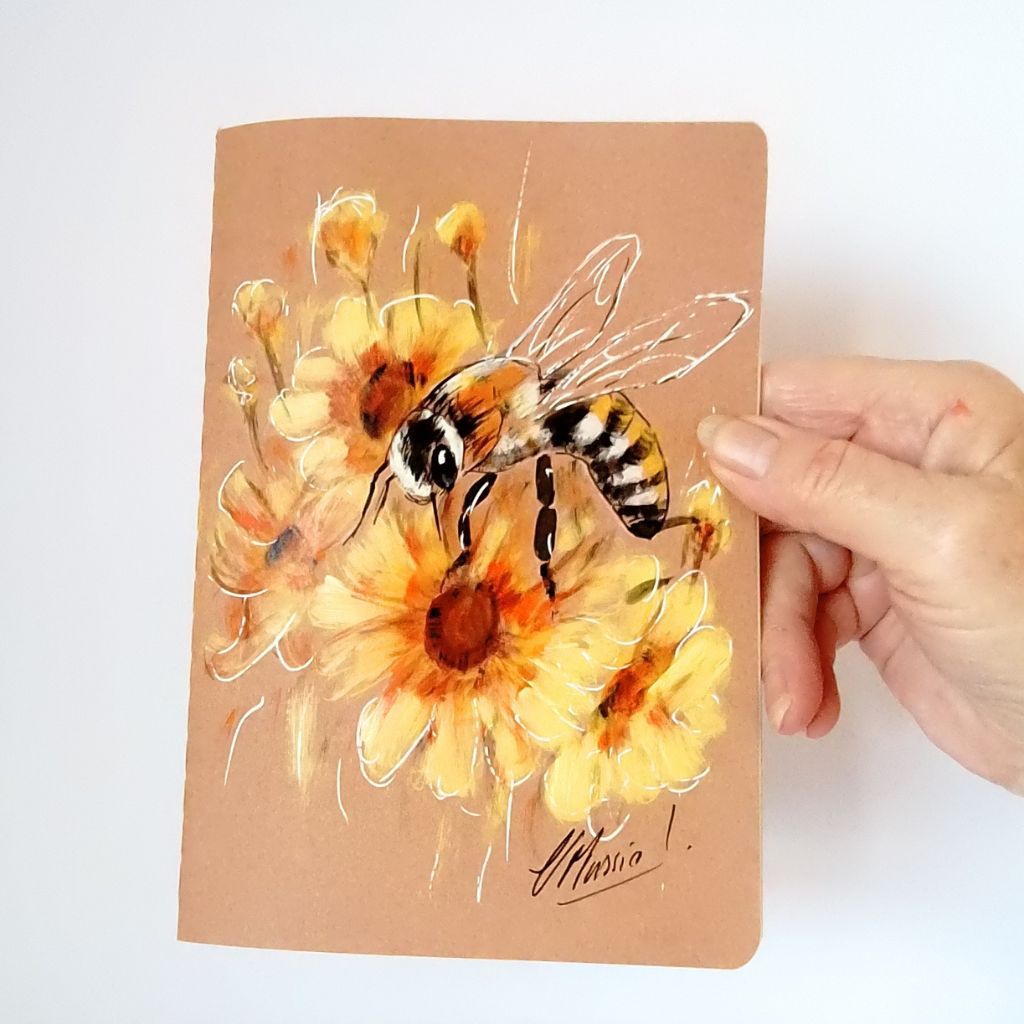 Handpainted Bee Notebooks - Variety of sizes. Lined.