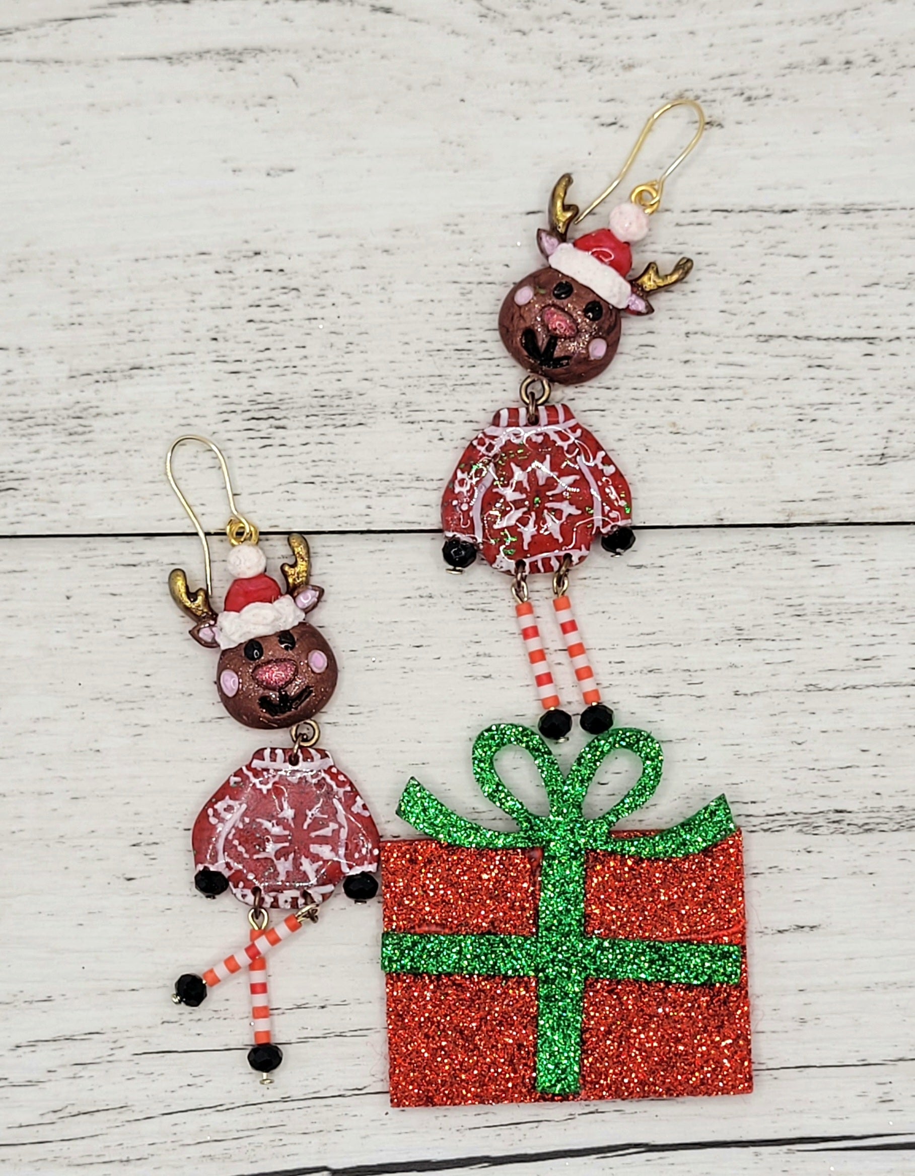 Dancing Christmas Reindeer Earrings