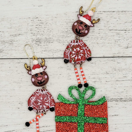 Dancing Christmas Reindeer Earrings