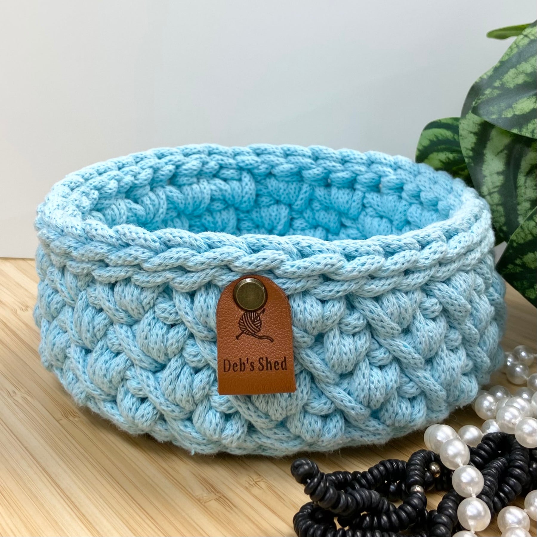 Crochet Basket - Round - Cotton Cord - Diagonal