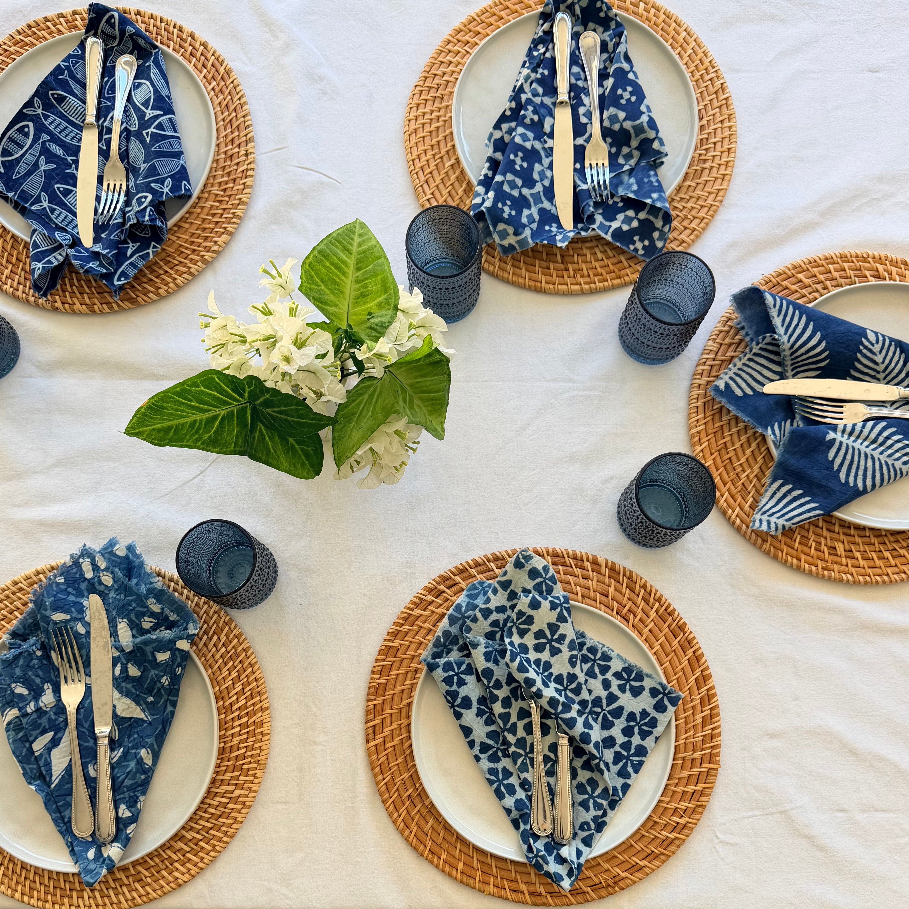 Set of 4 Napkins - Mixed Indigo Blues