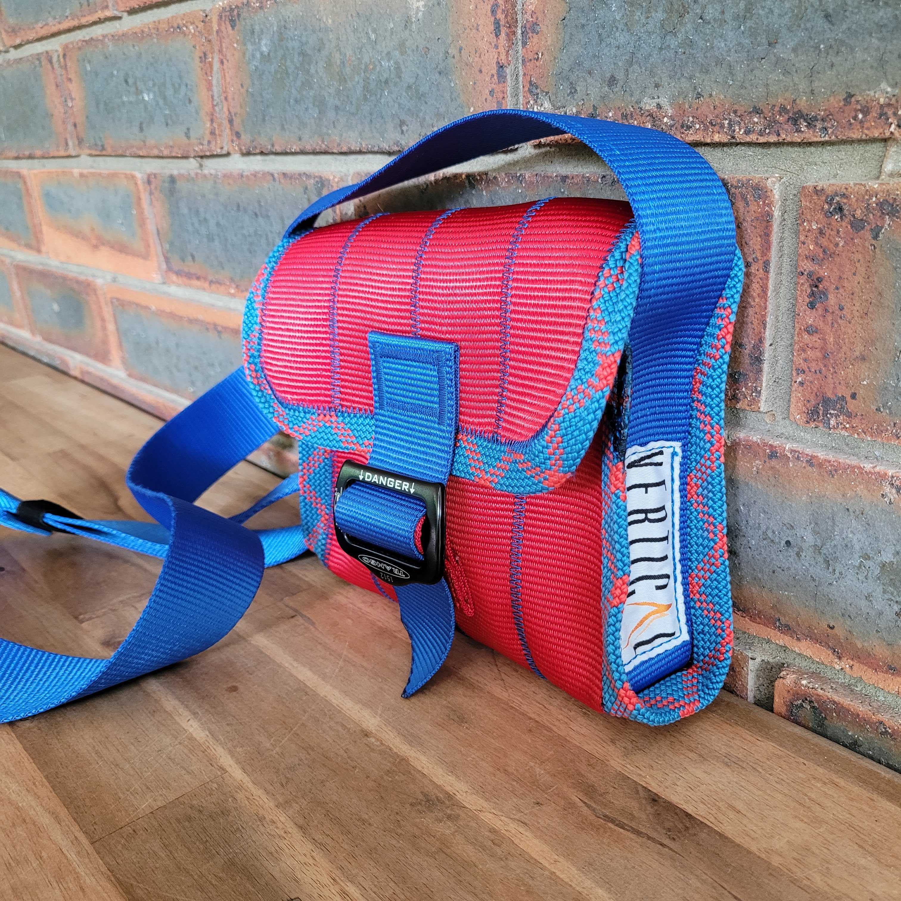 Upcycled Mini Satchel Bag [Red-Blue]