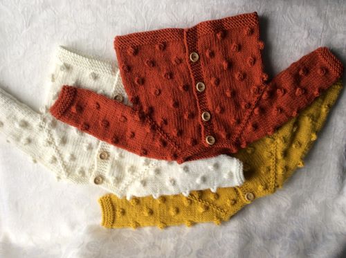 Bobble Cardigans hand knitted in Aust Merino