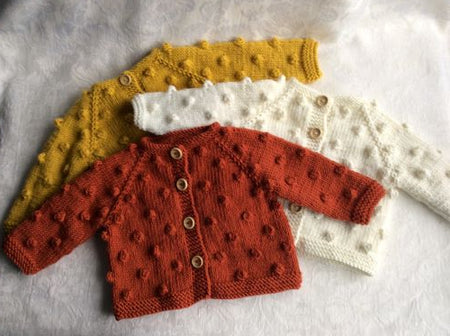 Bobble Cardigans hand knitted in Aust Merino