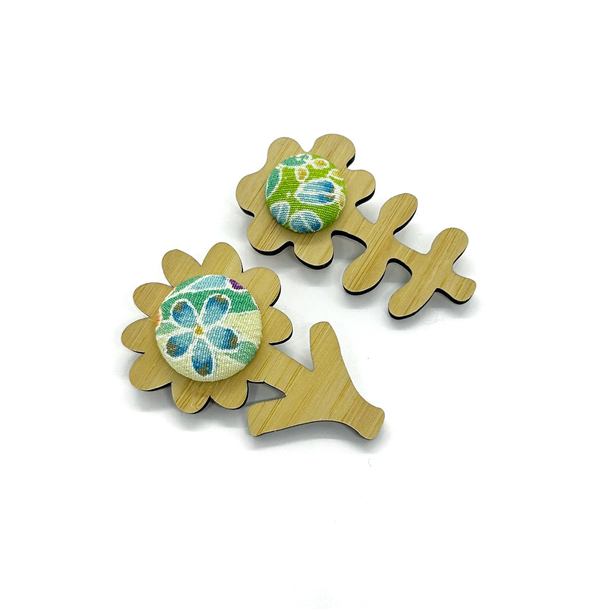 Double Floral Brooch - Greens