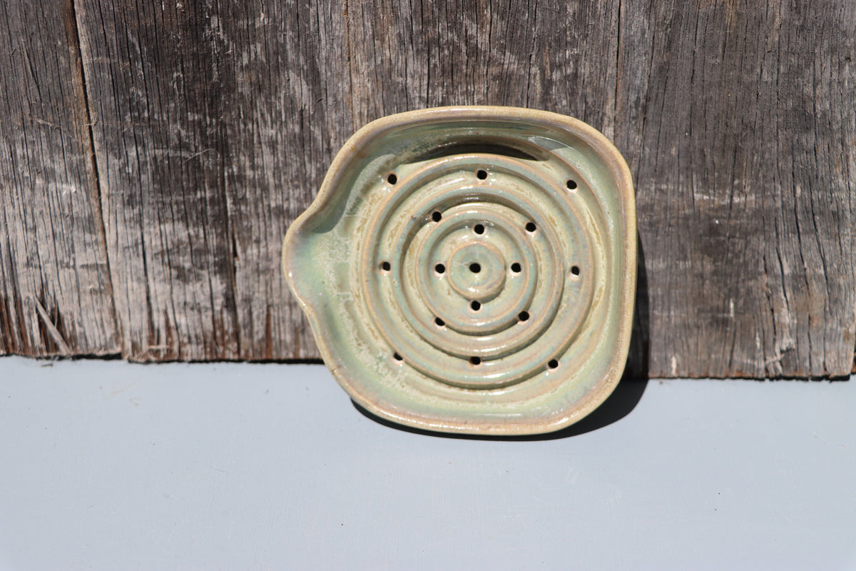 Soap dishes in misty green and blue - hand thrown