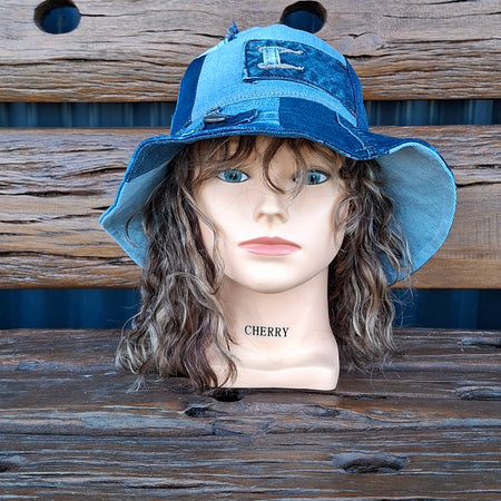 Unique, 'Jag', Gender Neutral, Recycled, Reversible Denim Bucket Hat