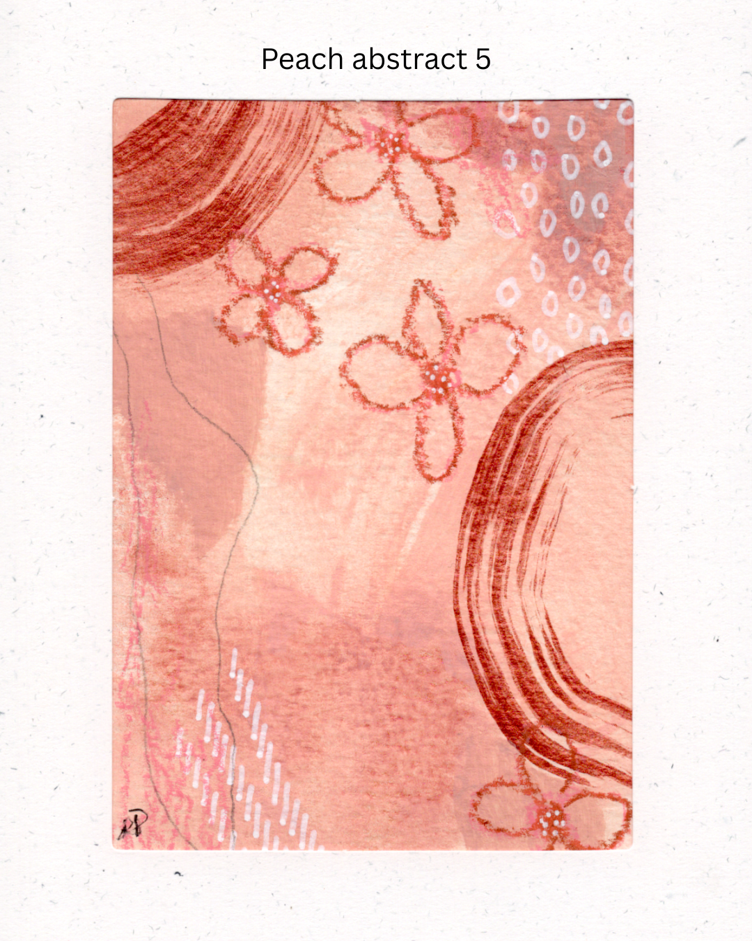 Original Mixed Media Greeting Cards I Peach Abstract Collection