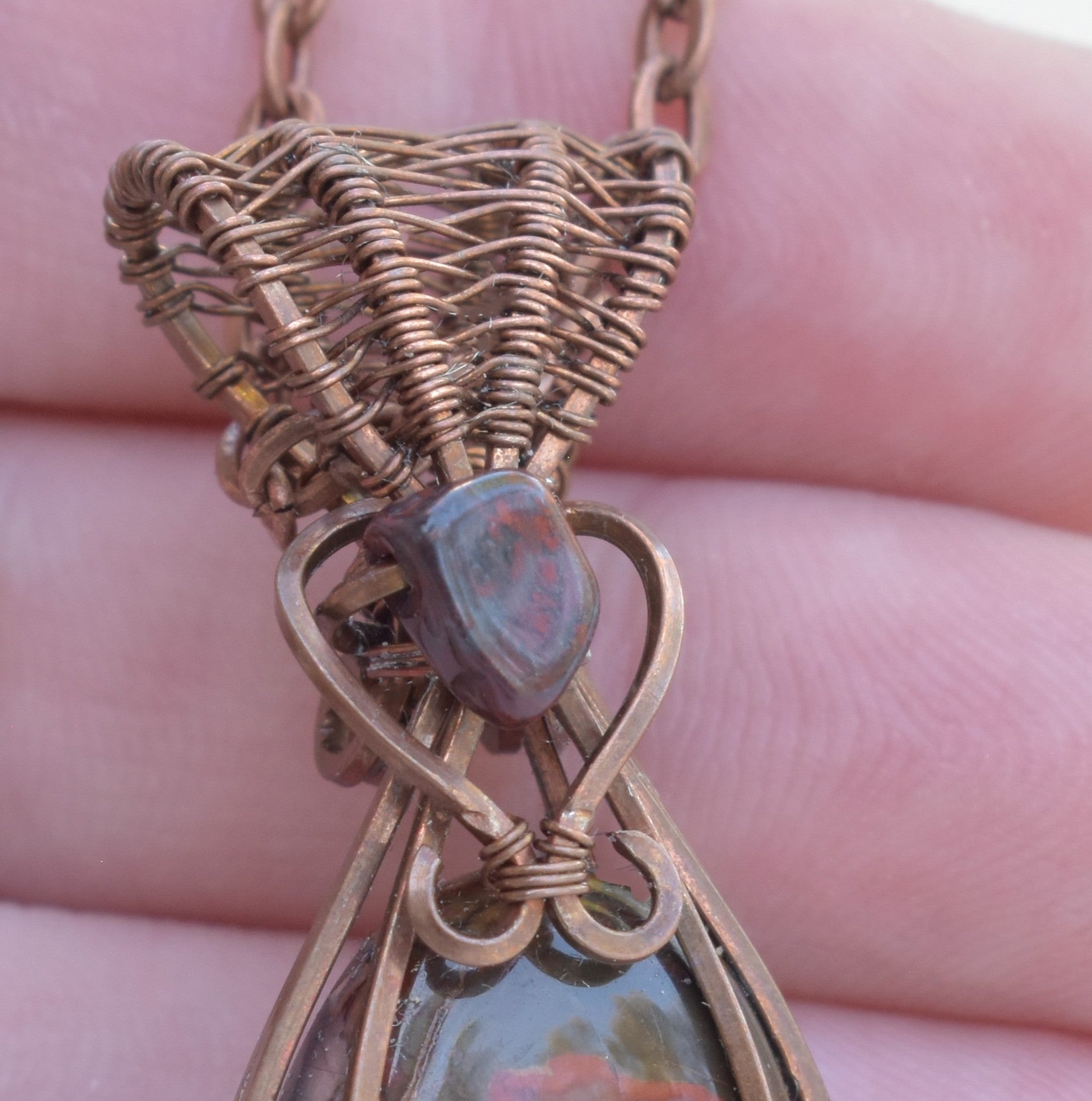 After the Burn - Cherry Creek Jasper Wire Wrapped Copper Pendant