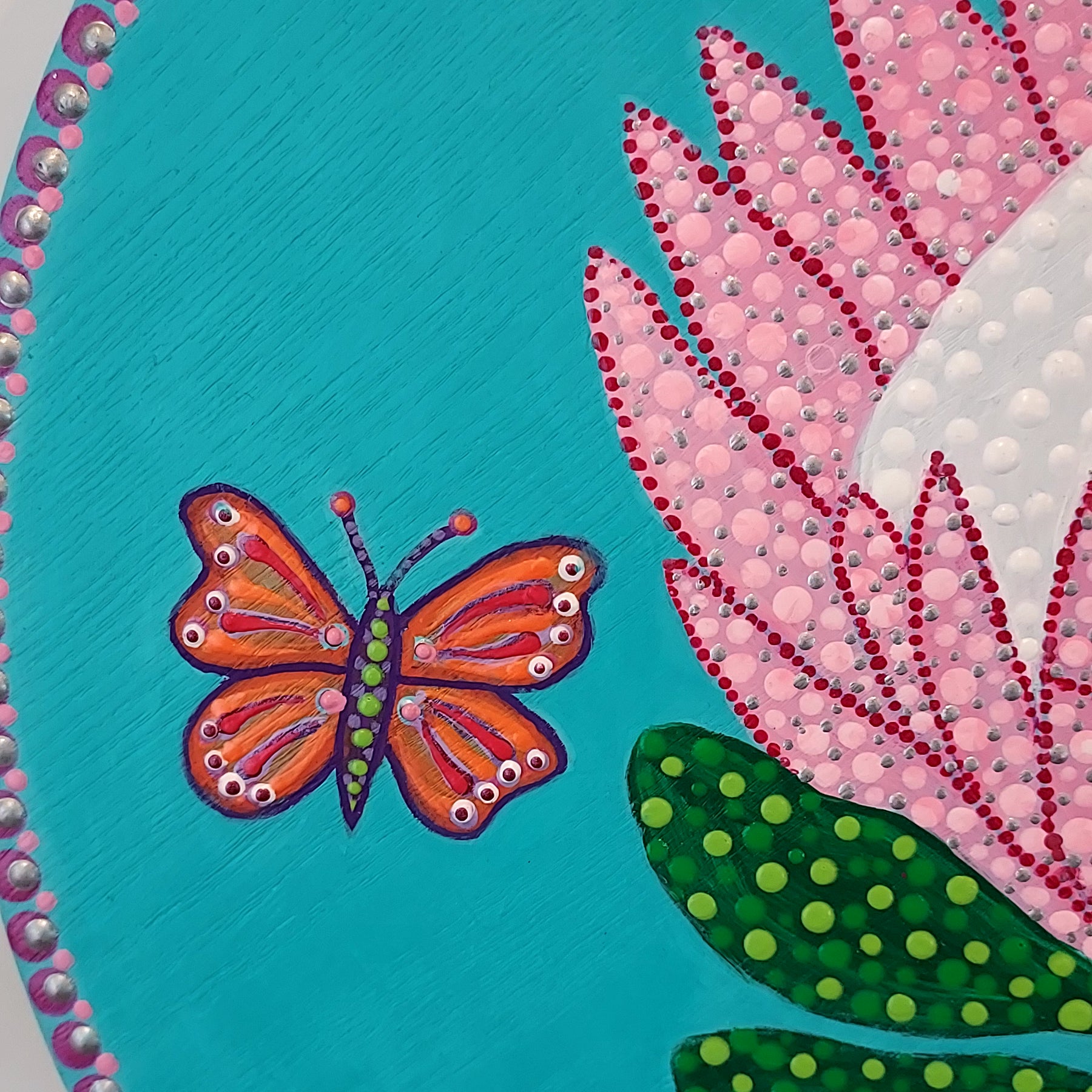 New Original design Dot Art  called " Pink Protea"
