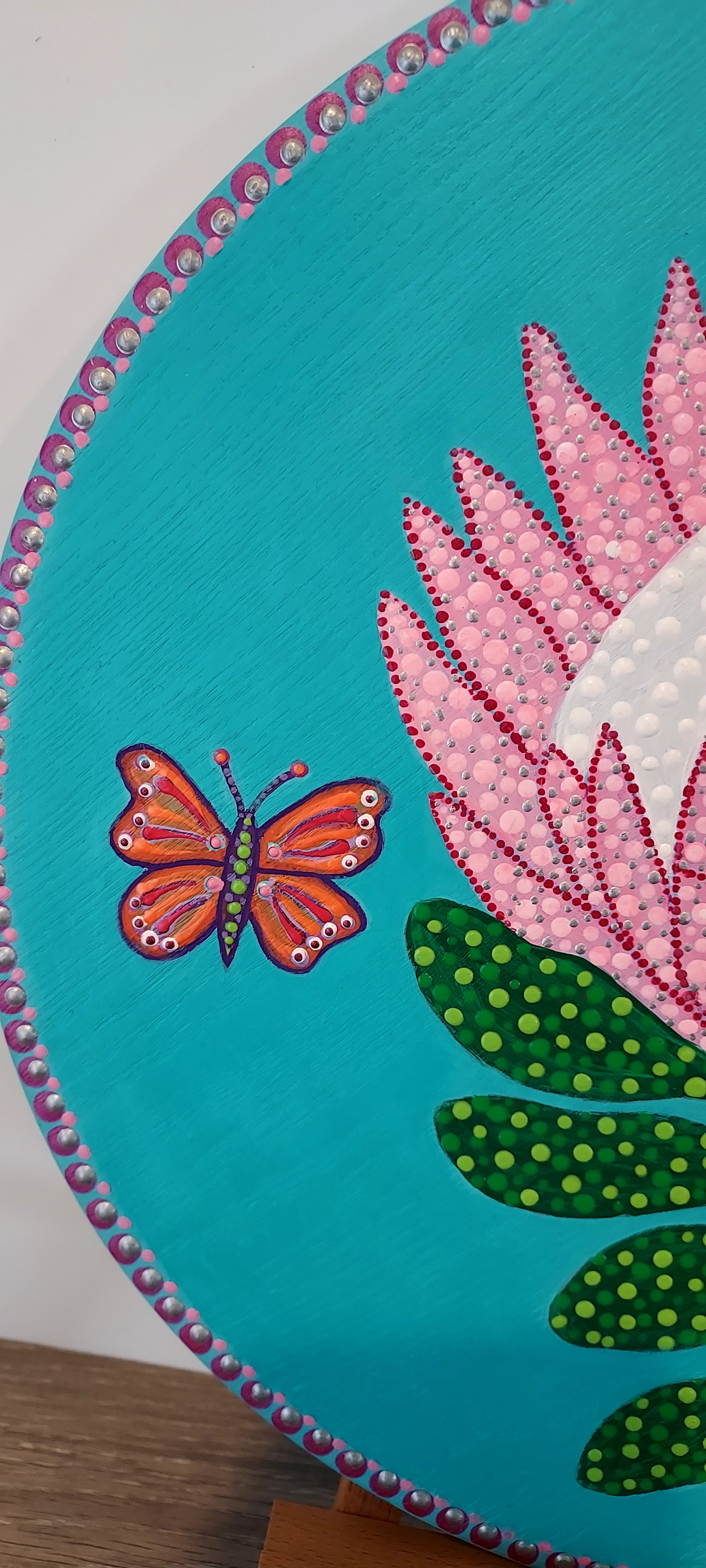 New Original design Dot Art  called " Pink Protea"