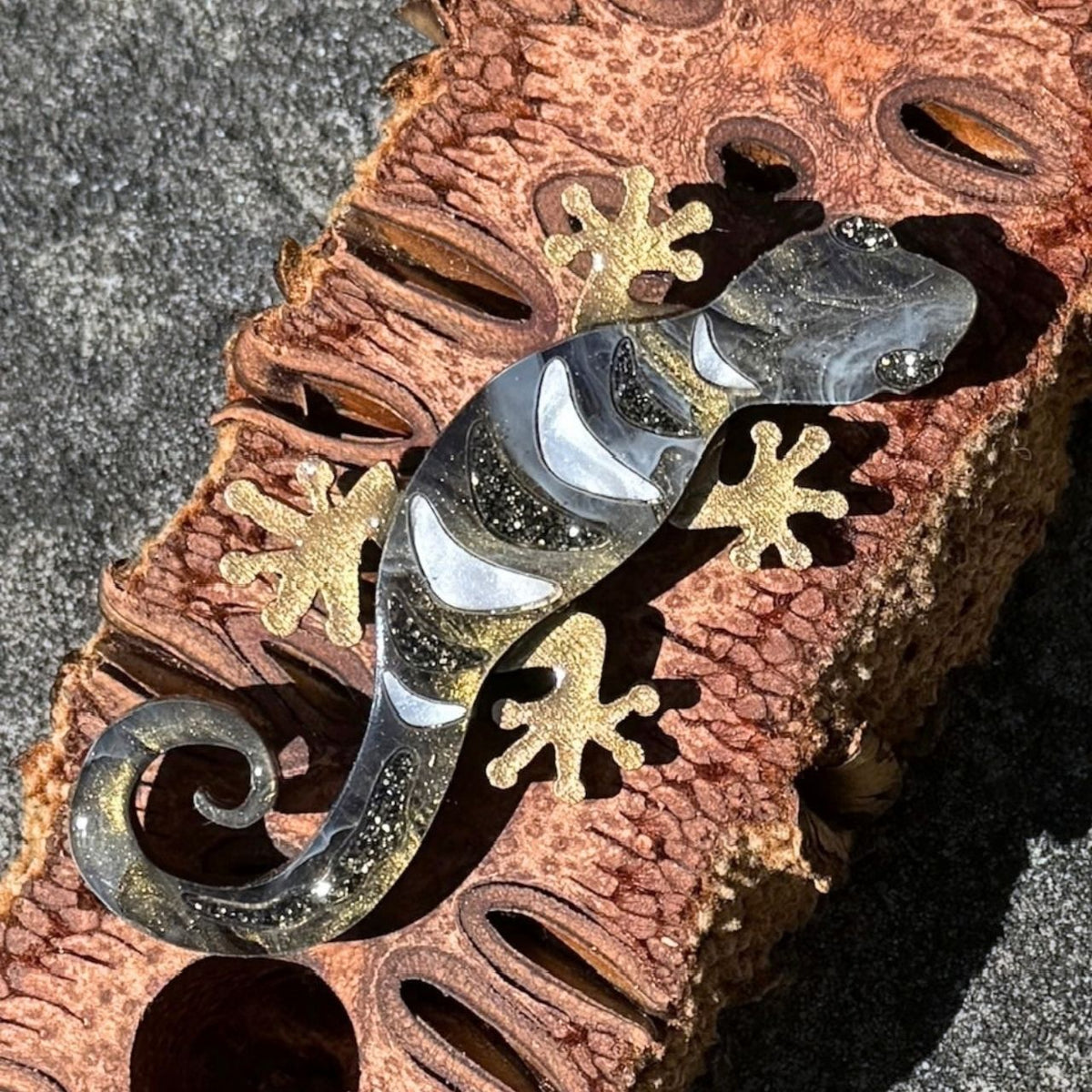 Australian Gecko Handcrafted Brooch