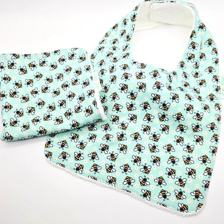 Baby Bib and Wash Cloth Bee Design Gift Set