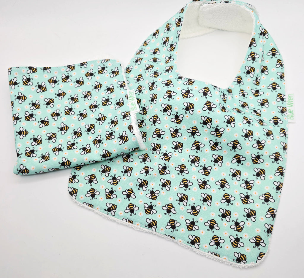 Baby Bib and Wash Cloth Bee Design Gift Set
