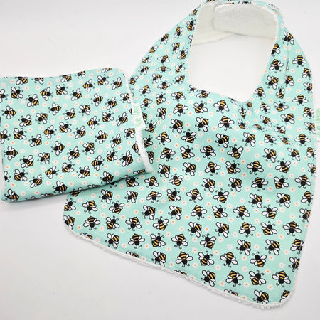 Baby Bib and Wash Cloth Bee Design Gift Set