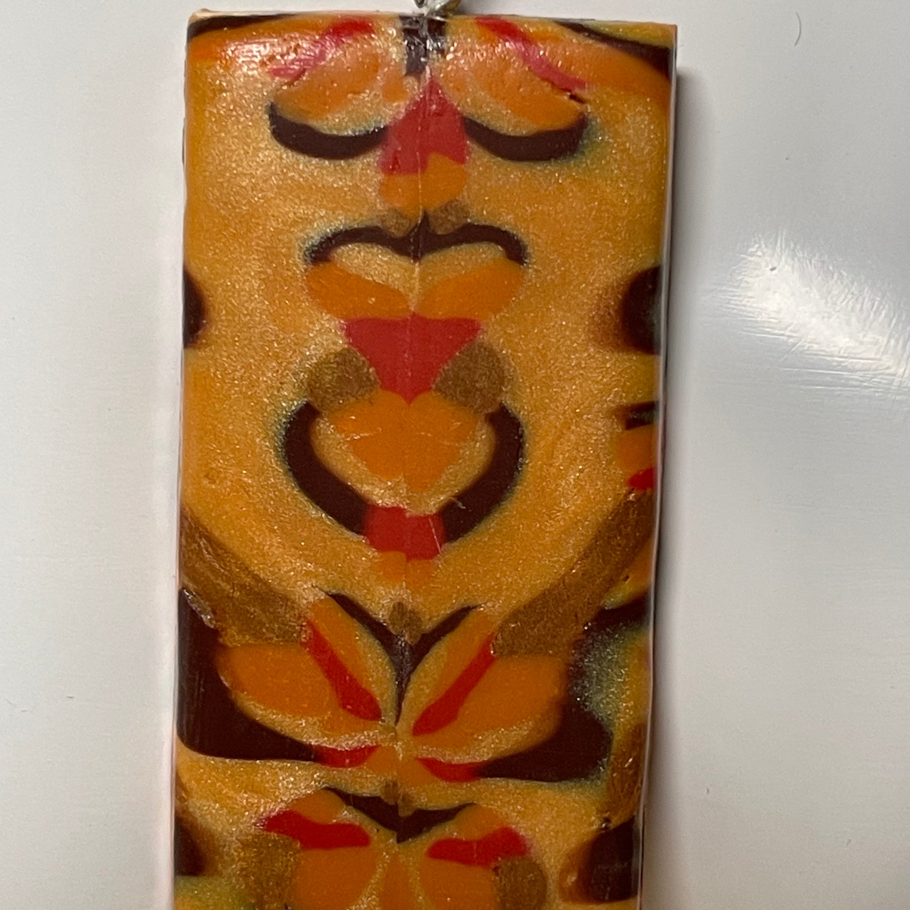 Warm Toned Abstract Polymer Clay Pendant Necklace | Handmade Geometric Statement Jewellery