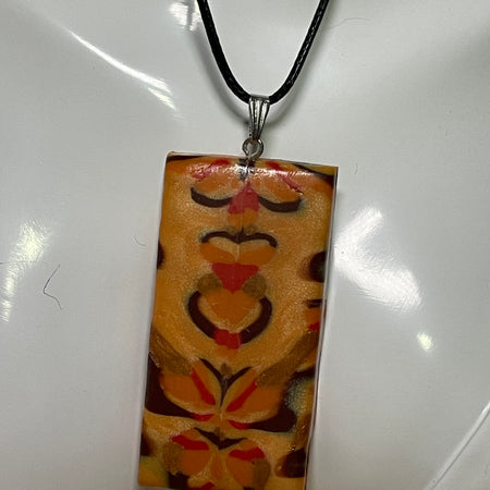 Warm Toned Abstract Polymer Clay Pendant Necklace | Handmade Geometric Statement Jewellery