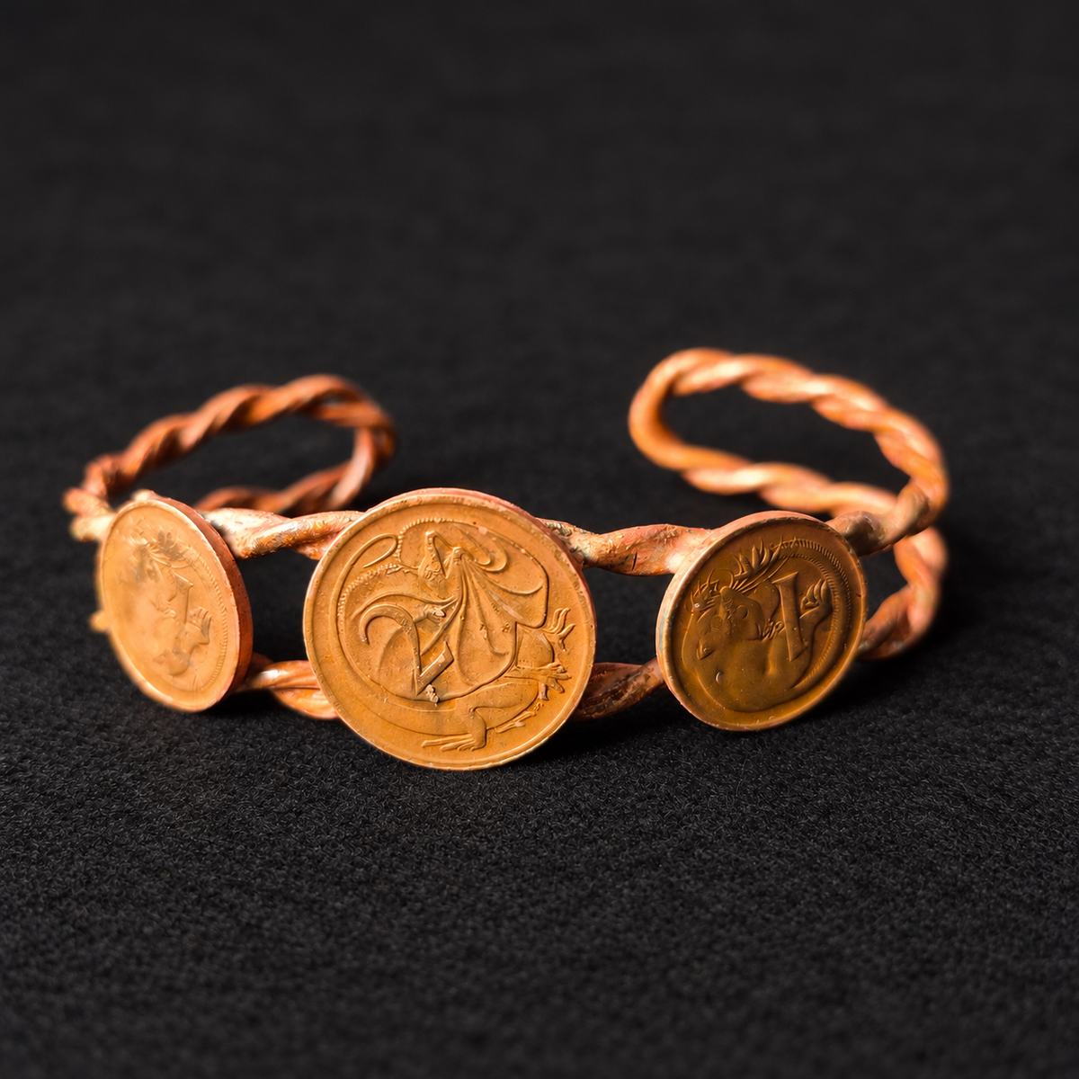 Handmade Vintage Coin Copper Cuff Bracelet B023