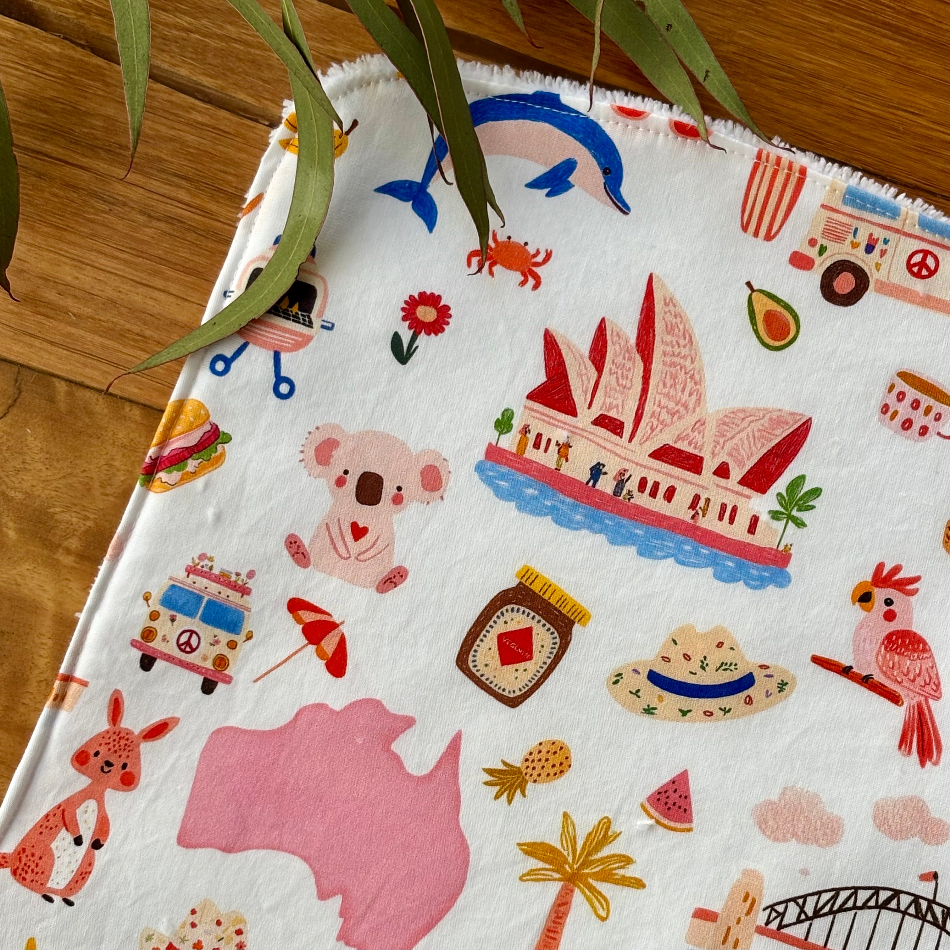Baby Bib and Burp Cloth Set | Aussie All Over | Ready to Ship