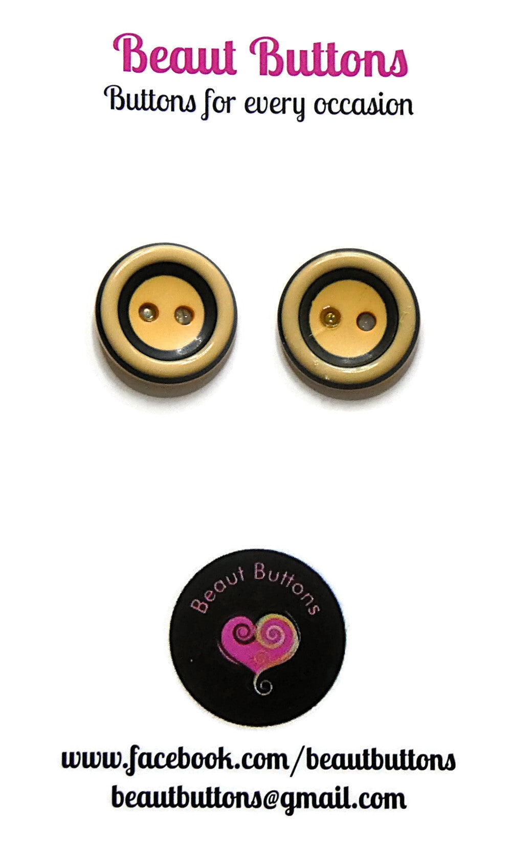 Button necklace and stud earrings - Orange Spots