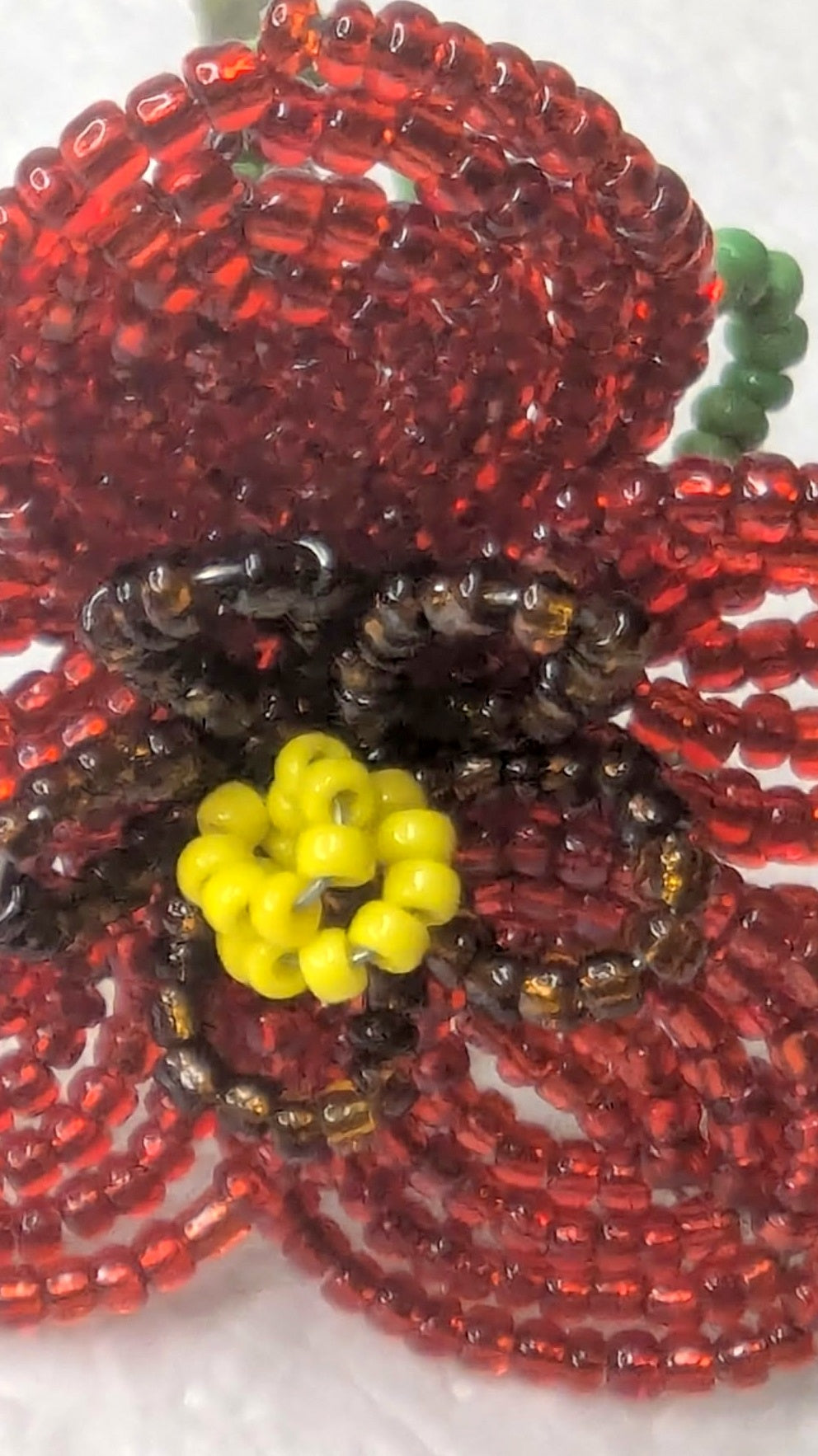 French Beaded Red Wildflower