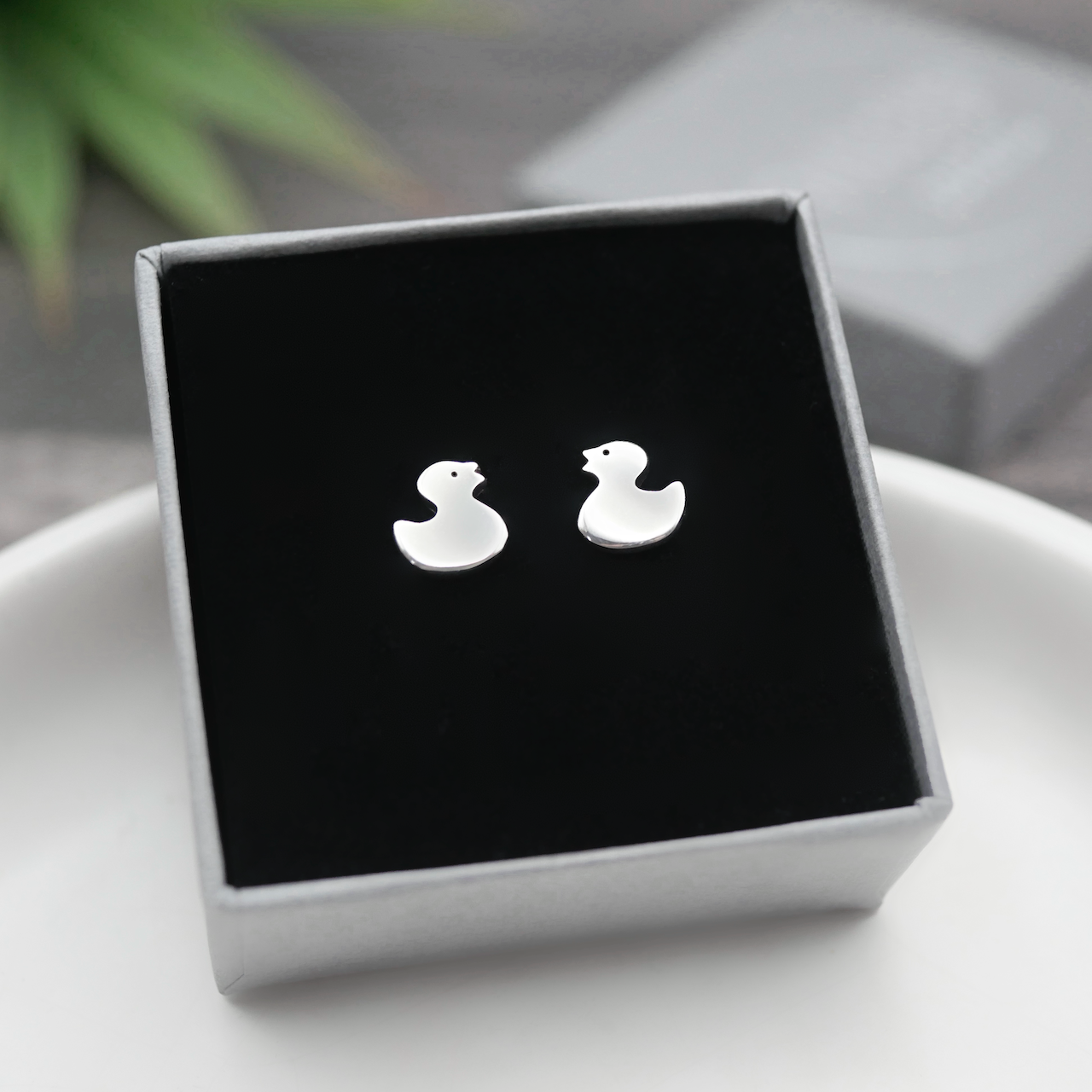 Ducky Studs - Handmade Sterling Silver Rubber Duck Earrings by Purplefish Designs