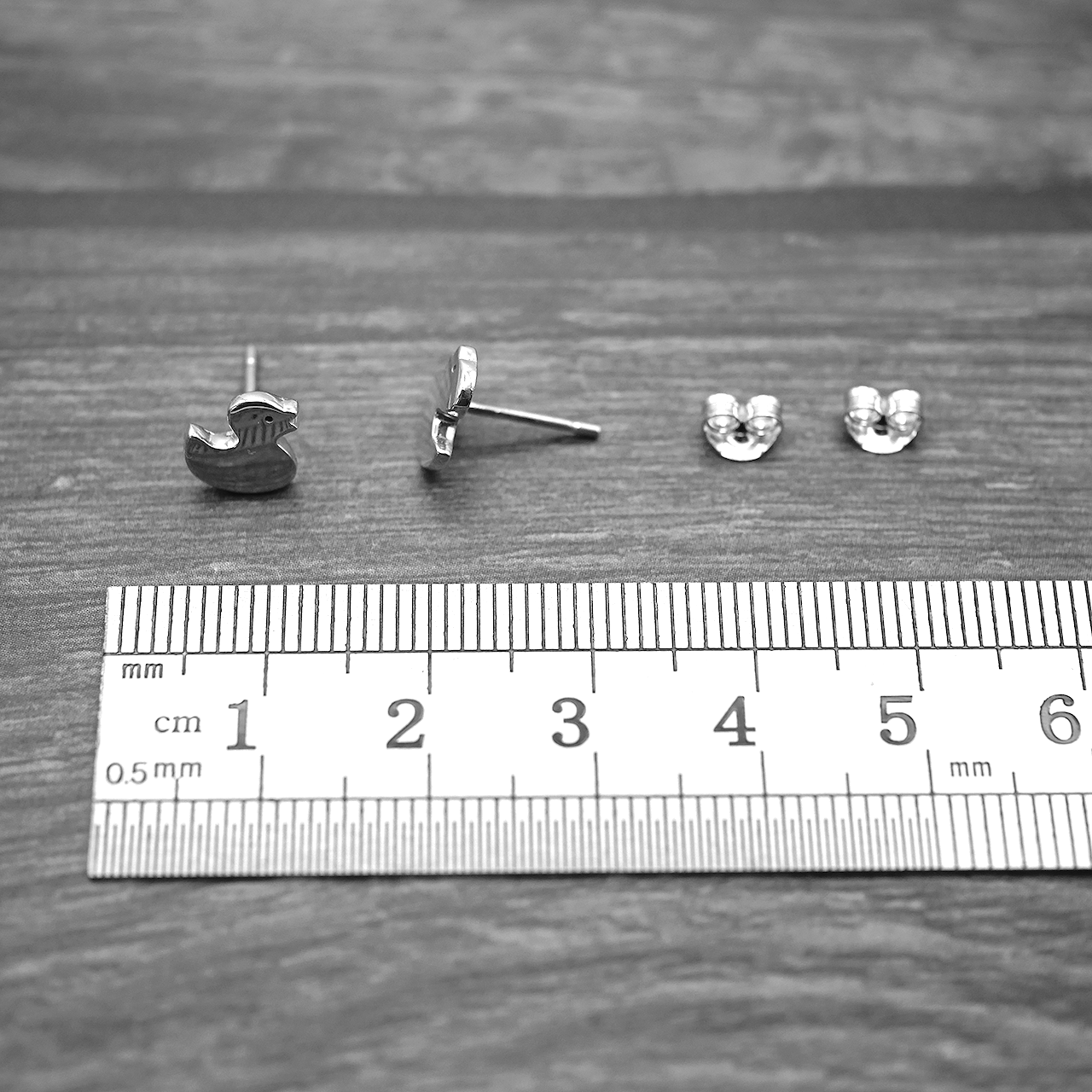 Ducky Studs - Handmade Sterling Silver Rubber Duck Earrings by Purplefish Designs