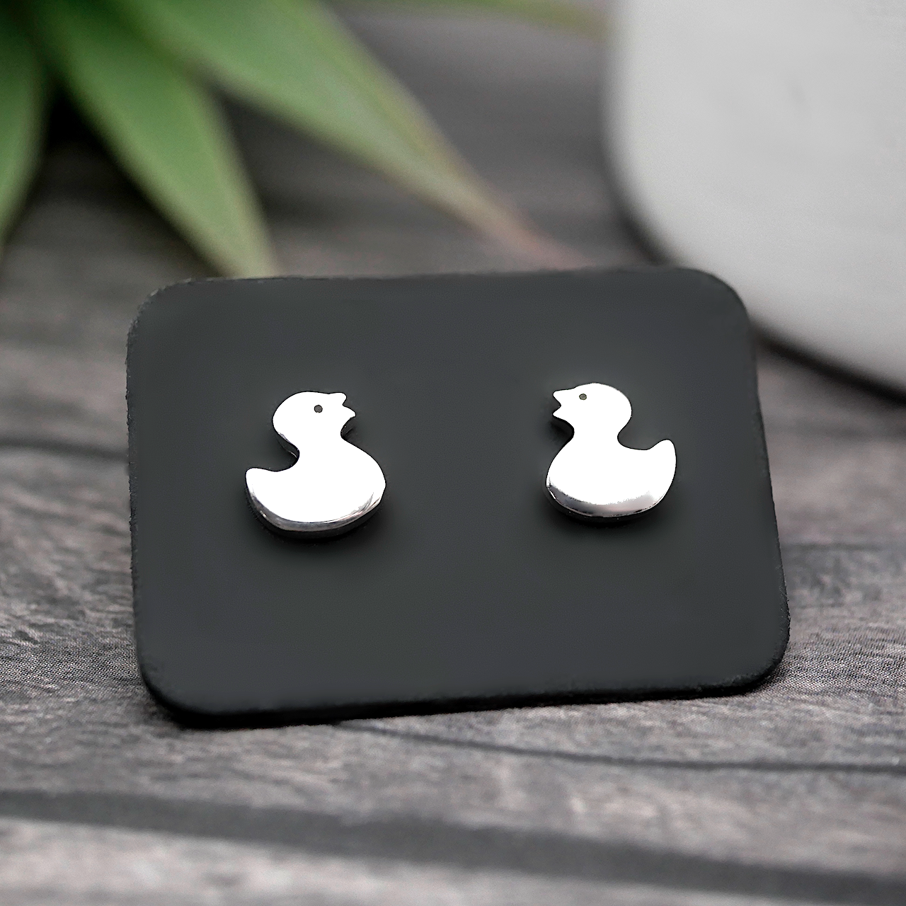 Ducky Studs - Handmade Sterling Silver Rubber Duck Earrings by Purplefish Designs