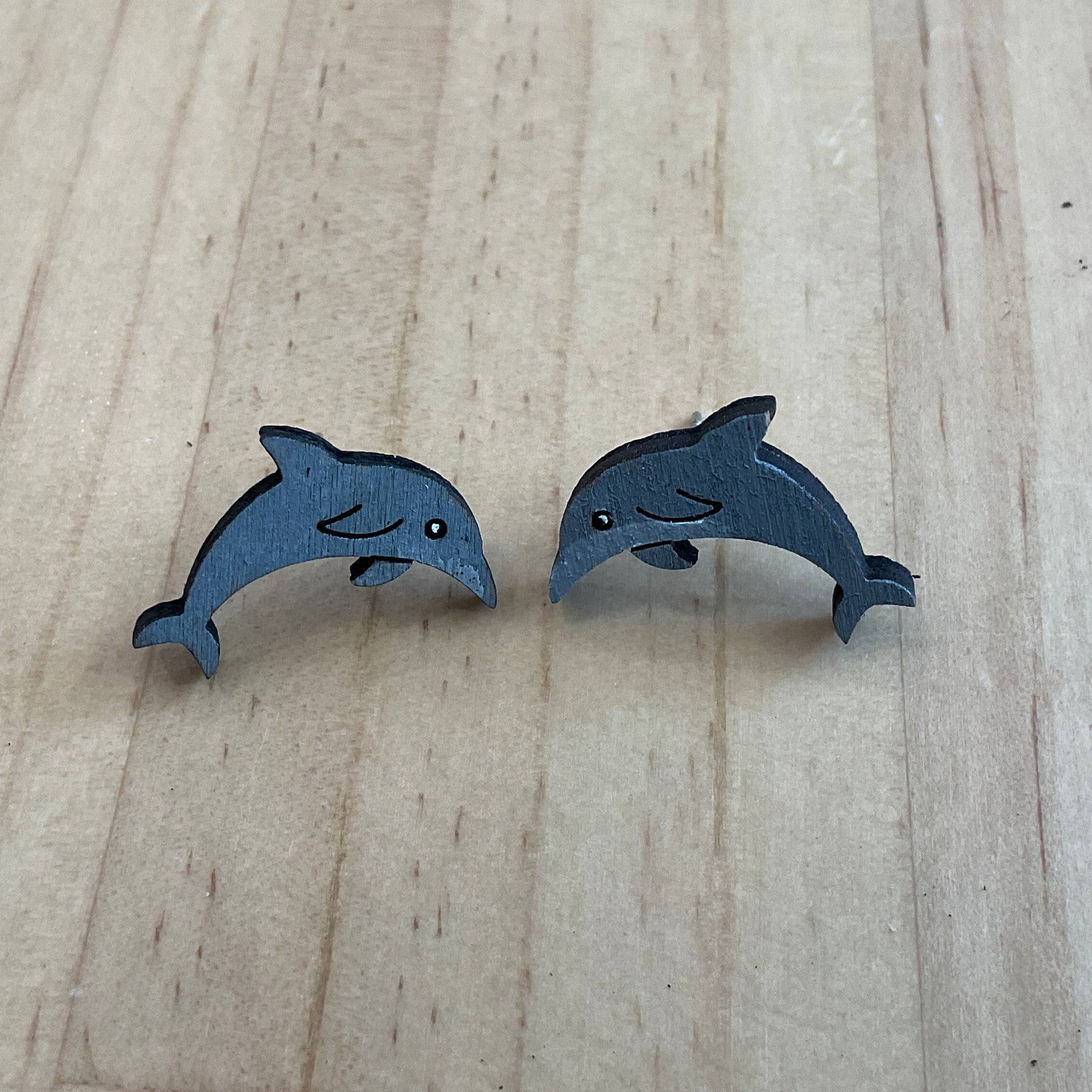 Australian animal studs - Dolphin - hand painted, wooden