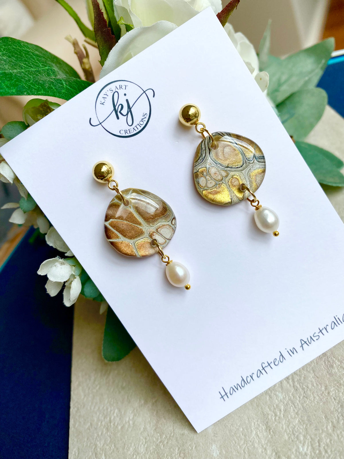 Artisan Freshwater Pearls and Original Art Earrings